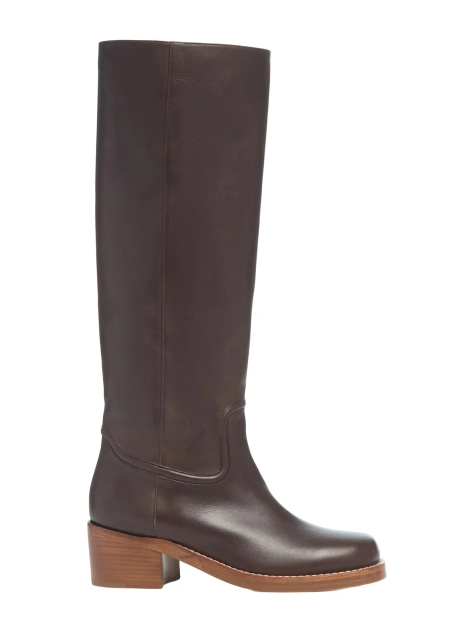 Gabriela Hearst Marion Tall Boot in Dark Brown Leather