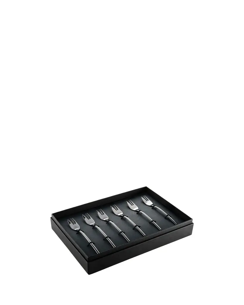 Mepra Due Oro Nero Cake Forks, Box of 6