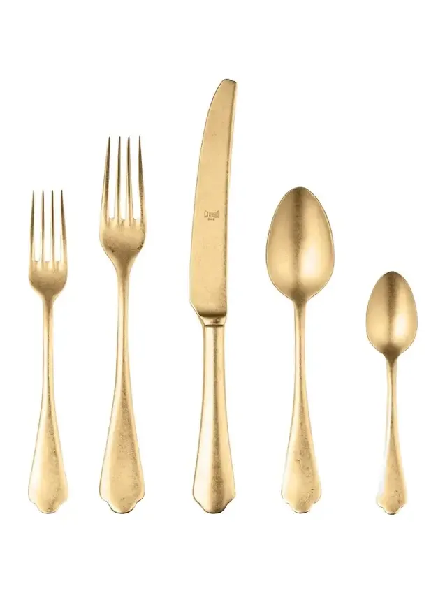Mepra Dolce Vita Pewter Oro 20-Piece Flatware Set