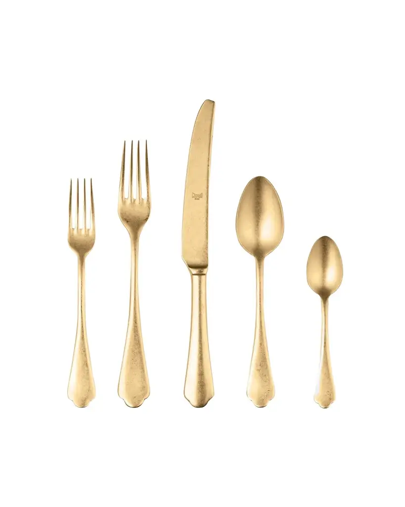 Mepra Dolce Vita Pewter Oro 20-Piece Flatware Set