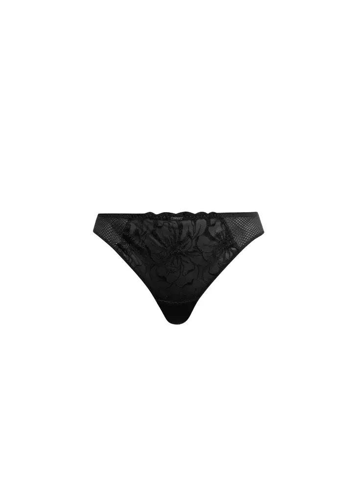 Fleur Sheer Floral-Embroidered Thong