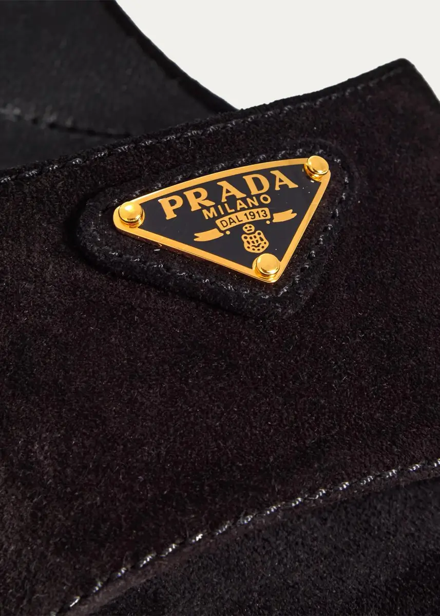 Prada 65mm Triangle Logo Suede Block-Heel Sandals | Thumbnail 3 Prada 65mm Triangle Logo Suede Block-Heel Sandals | Thumbnail 3