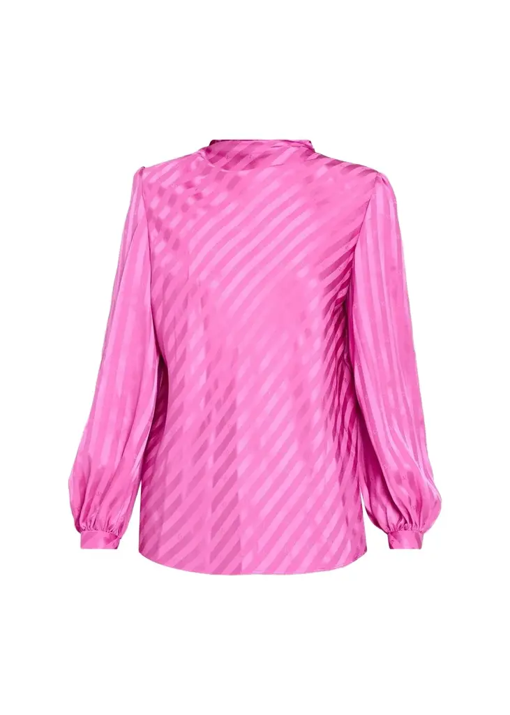 Valentino Garavani V-Logo Striped Silk Jacquard Long-Sleeve Blouse