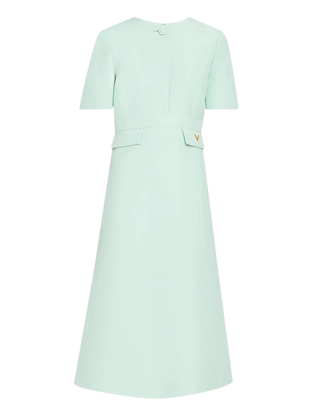 Valentino Garavani V-Logo Pockets Short-Sleeve Wool Silk Midi Dress