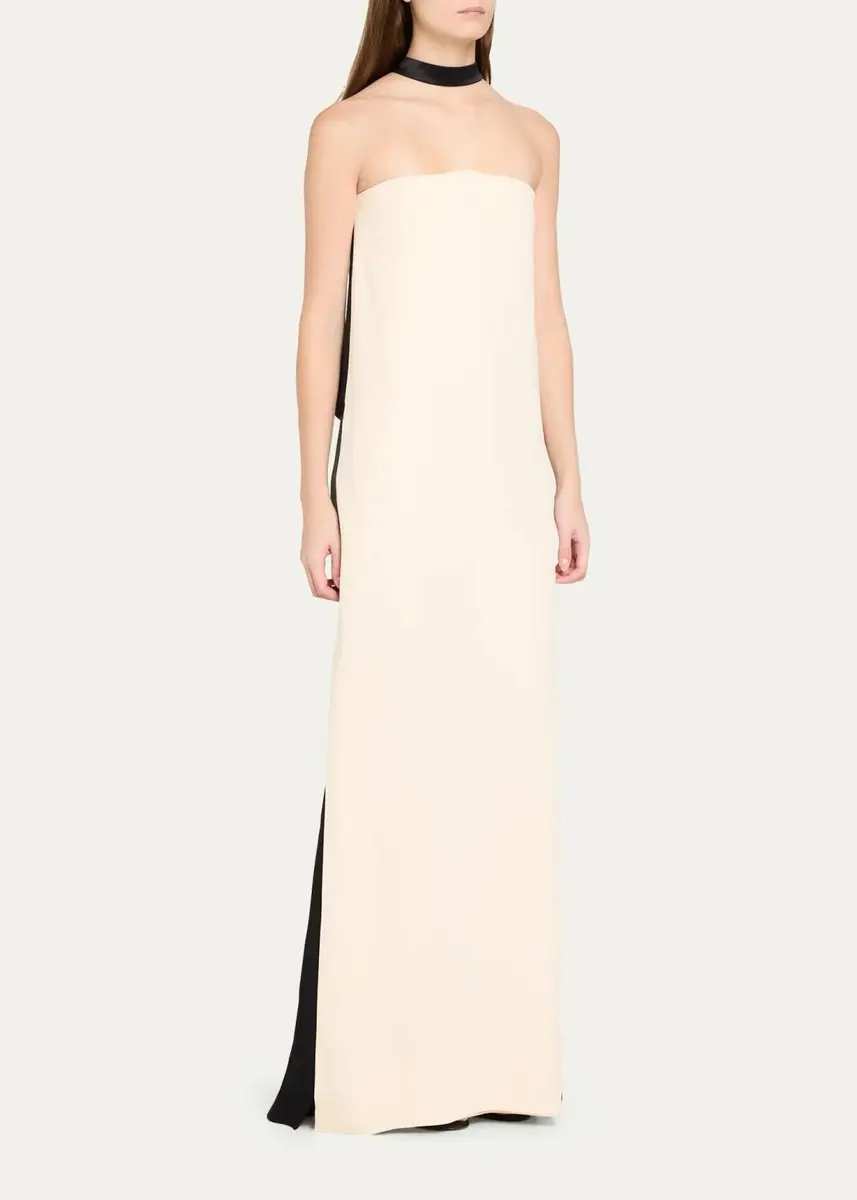 Valentino Garavani Colorblock Silk Choker Strapless-Illusion Column Gown | Thumbnail 4