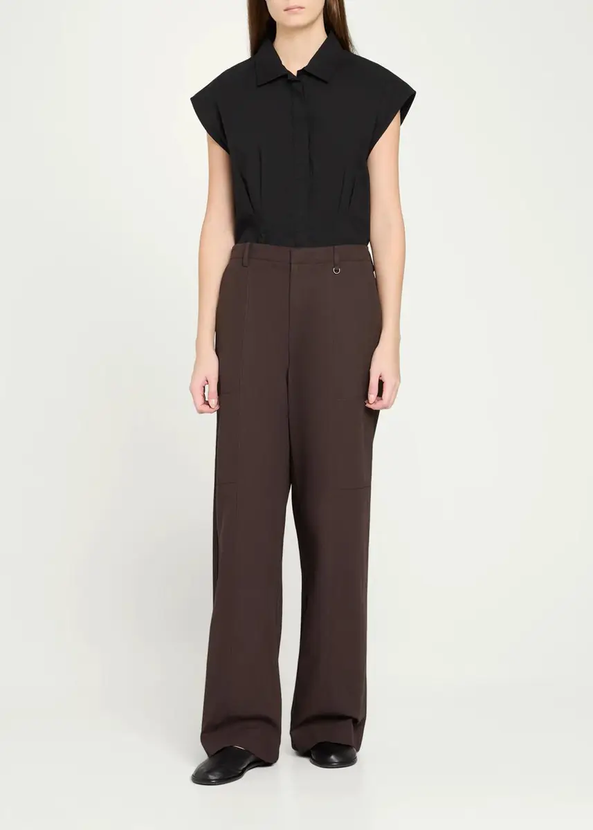 Vince Mid-Rise Paneled Stretch Cotton Pants | Thumbnail 2 Vince Mid-Rise Paneled Stretch Cotton Pants | Thumbnail 2