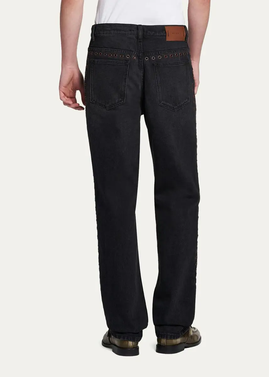 Marni Grommet-Trimmed Straight-Leg Jeans | Thumbnail 3 Marni Grommet-Trimmed Straight-Leg Jeans | Thumbnail 3