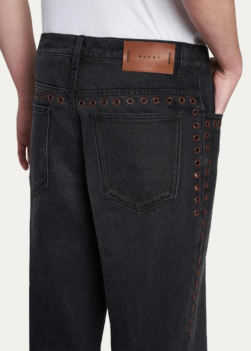 Marni Grommet-Trimmed Straight-Leg Jeans | Thumbnail 5 Marni Grommet-Trimmed Straight-Leg Jeans | Thumbnail 5