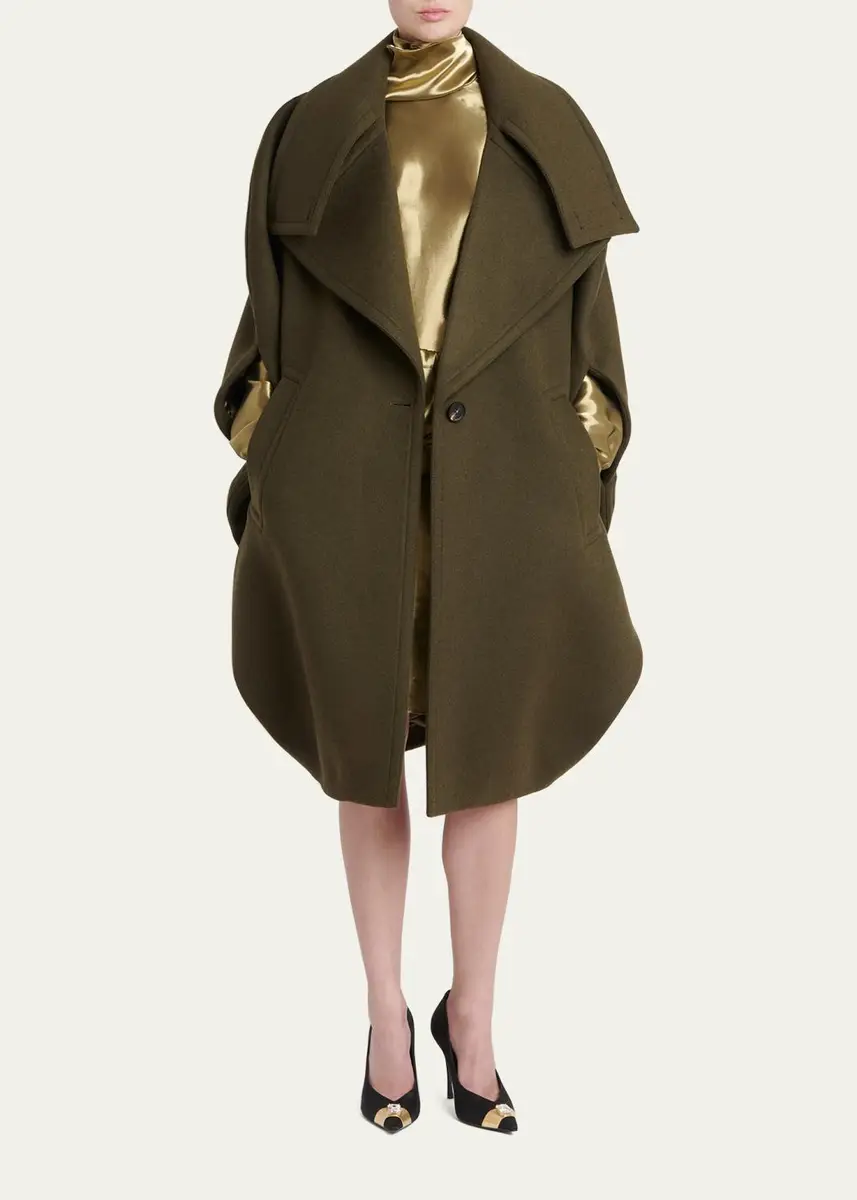 Ferragamo Wool-Cashmere Double-Collar Cocoon Coat | Thumbnail 2 Ferragamo Wool-Cashmere Double-Collar Cocoon Coat | Thumbnail 2