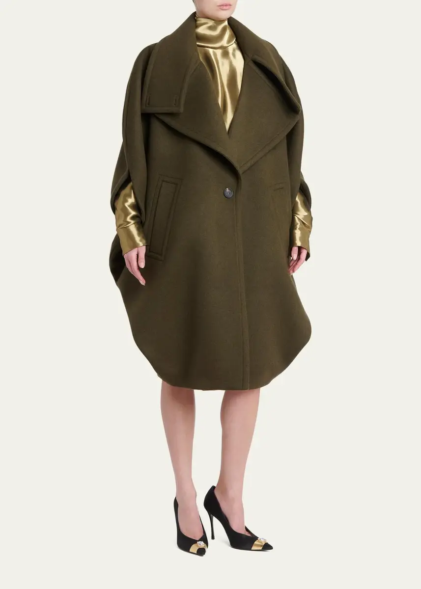 Ferragamo Wool-Cashmere Double-Collar Cocoon Coat | Thumbnail 4 Ferragamo Wool-Cashmere Double-Collar Cocoon Coat | Thumbnail 4