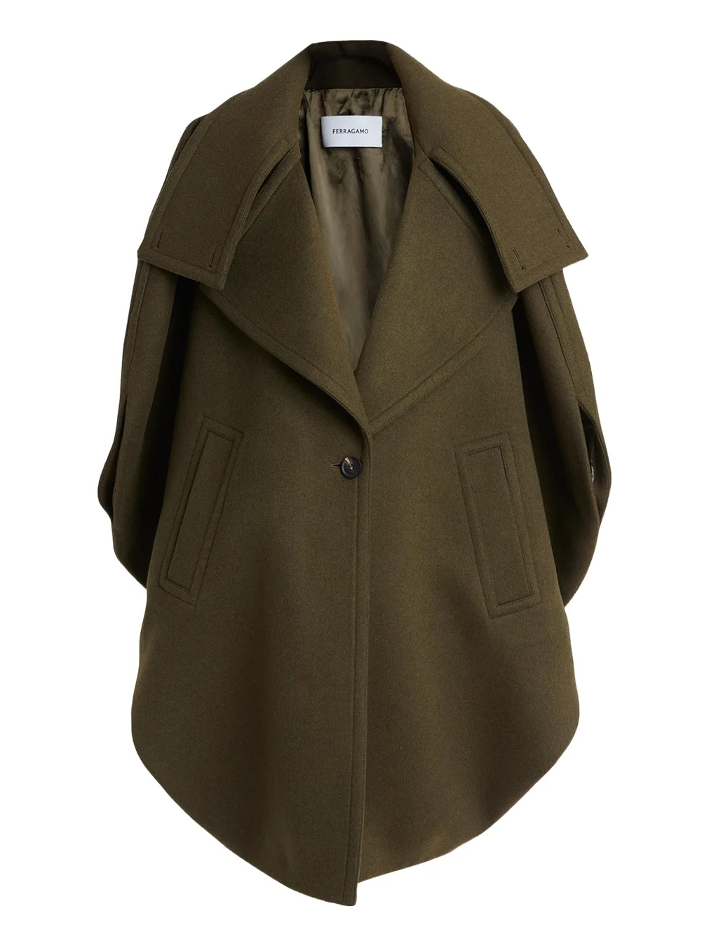 Ferragamo Wool-Cashmere Double-Collar Cocoon Coat