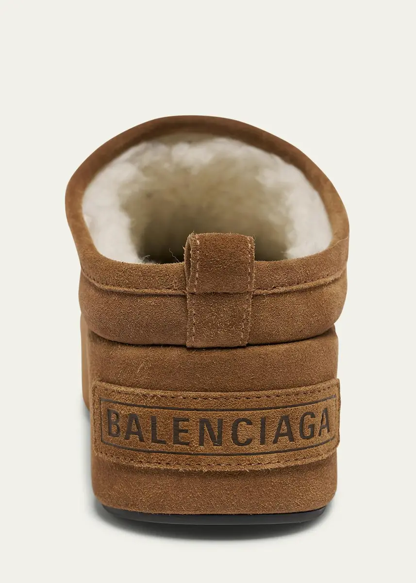 Balenciaga Alaska Suede Faux Shearling Mules | Thumbnail 4