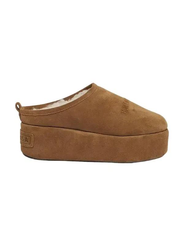 Balenciaga Alaska Suede Faux Shearling Mules