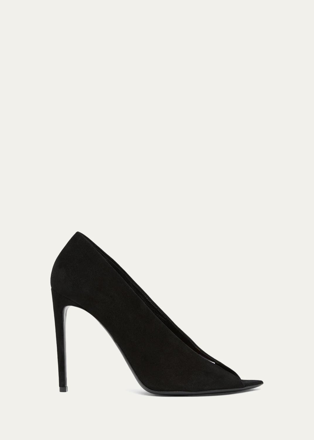 105mm Open Toe Revele Suede Pumps