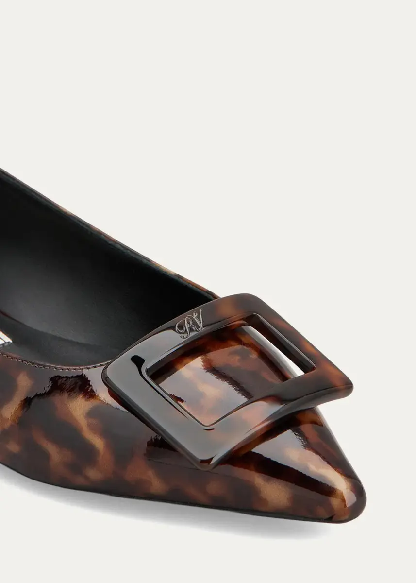 Roger Vivier Gommettine Turtle Printed Leather Ballerina Flats | Thumbnail 3