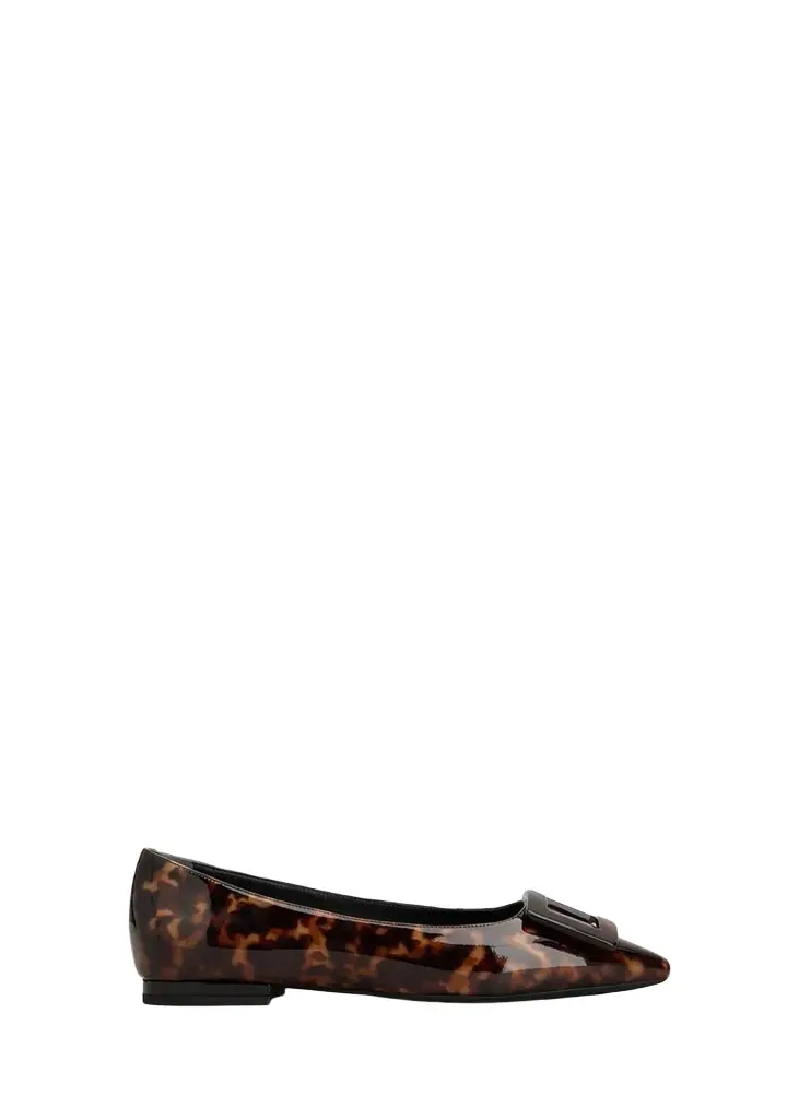 Roger Vivier Gommettine Turtle Printed Leather Ballerina Flats