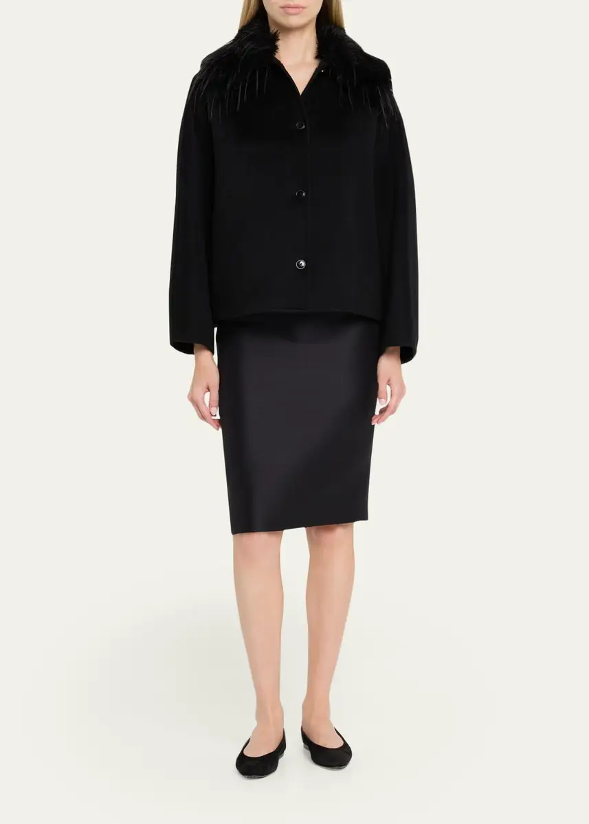 Loulou de Saison Rafe Faux Fur Collared Wool-Cashmere Jacket | Thumbnail 2 Loulou de Saison Rafe Faux Fur Collared Wool-Cashmere Jacket | Thumbnail 2