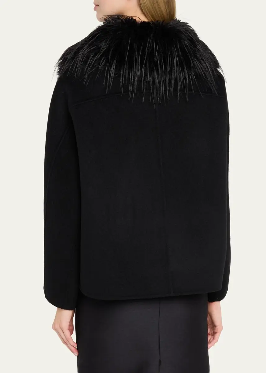 Loulou de Saison Rafe Faux Fur Collared Wool-Cashmere Jacket | Thumbnail 3 Loulou de Saison Rafe Faux Fur Collared Wool-Cashmere Jacket | Thumbnail 3