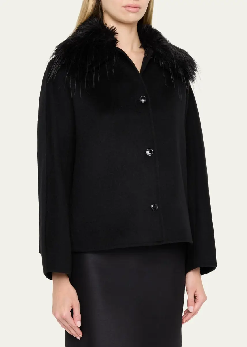 Loulou de Saison Rafe Faux Fur Collared Wool-Cashmere Jacket | Thumbnail 4 Loulou de Saison Rafe Faux Fur Collared Wool-Cashmere Jacket | Thumbnail 4
