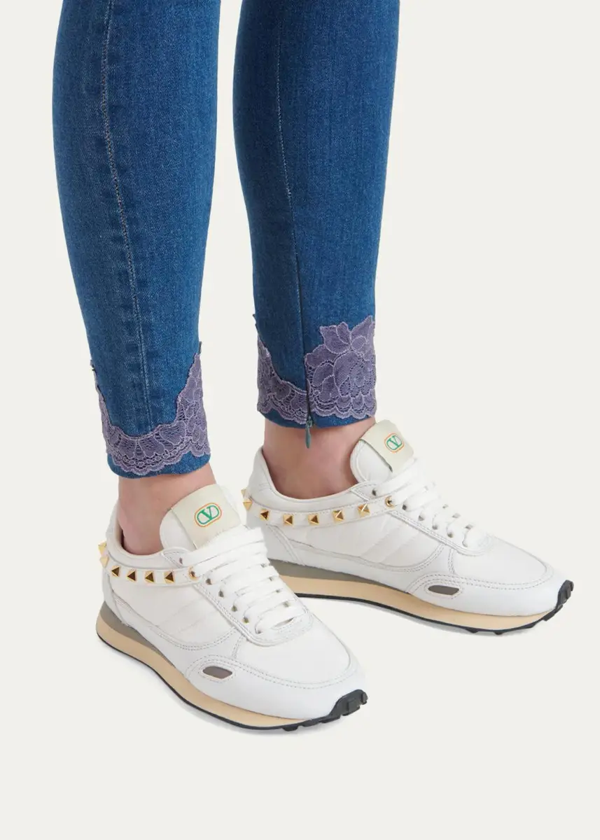 Valentino Garavani Rockstud Nylon and Leather Low-Top Sneakers | Thumbnail 2 Valentino Garavani Rockstud Nylon and Leather Low-Top Sneakers | Thumbnail 2