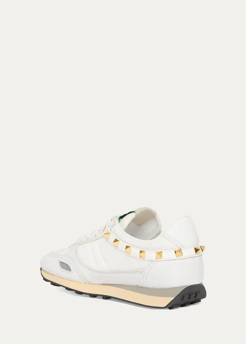 Valentino Garavani Rockstud Nylon and Leather Low-Top Sneakers | Thumbnail 4 Valentino Garavani Rockstud Nylon and Leather Low-Top Sneakers | Thumbnail 4