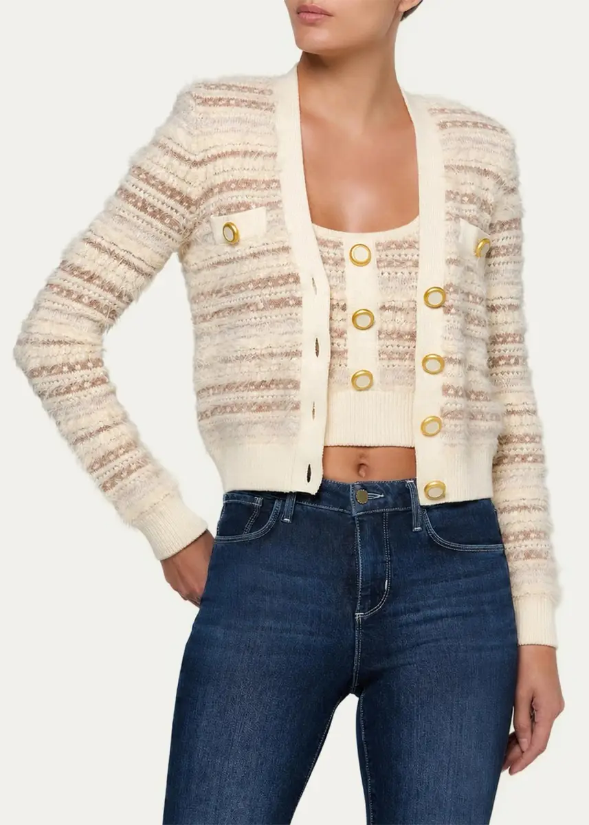 L'Agence Ariadne Mixed Stripe Cardigan | Thumbnail 4