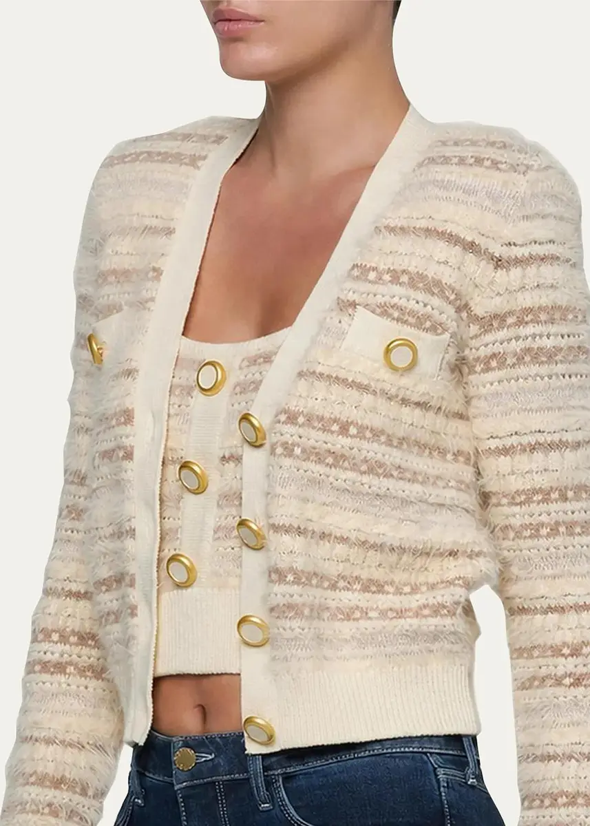 L'Agence Ariadne Mixed Stripe Cardigan | Thumbnail 5
