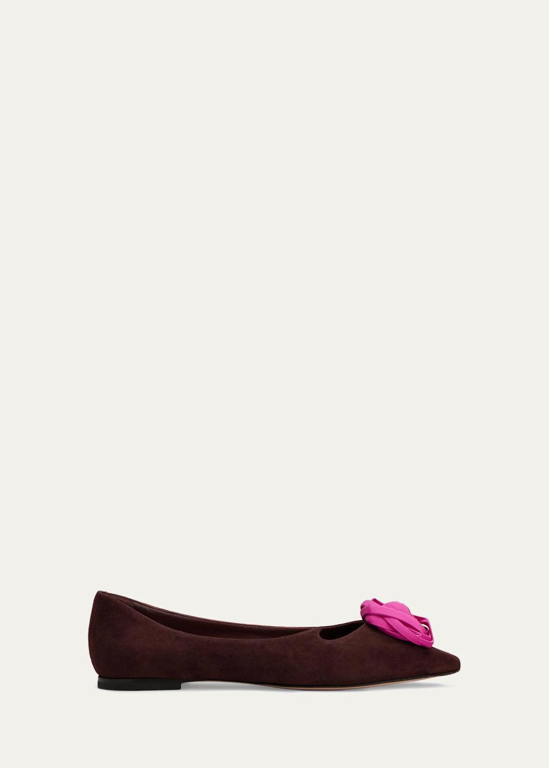 Roger Vivier I Love Vivier Rosette Suede Ballerina Flats