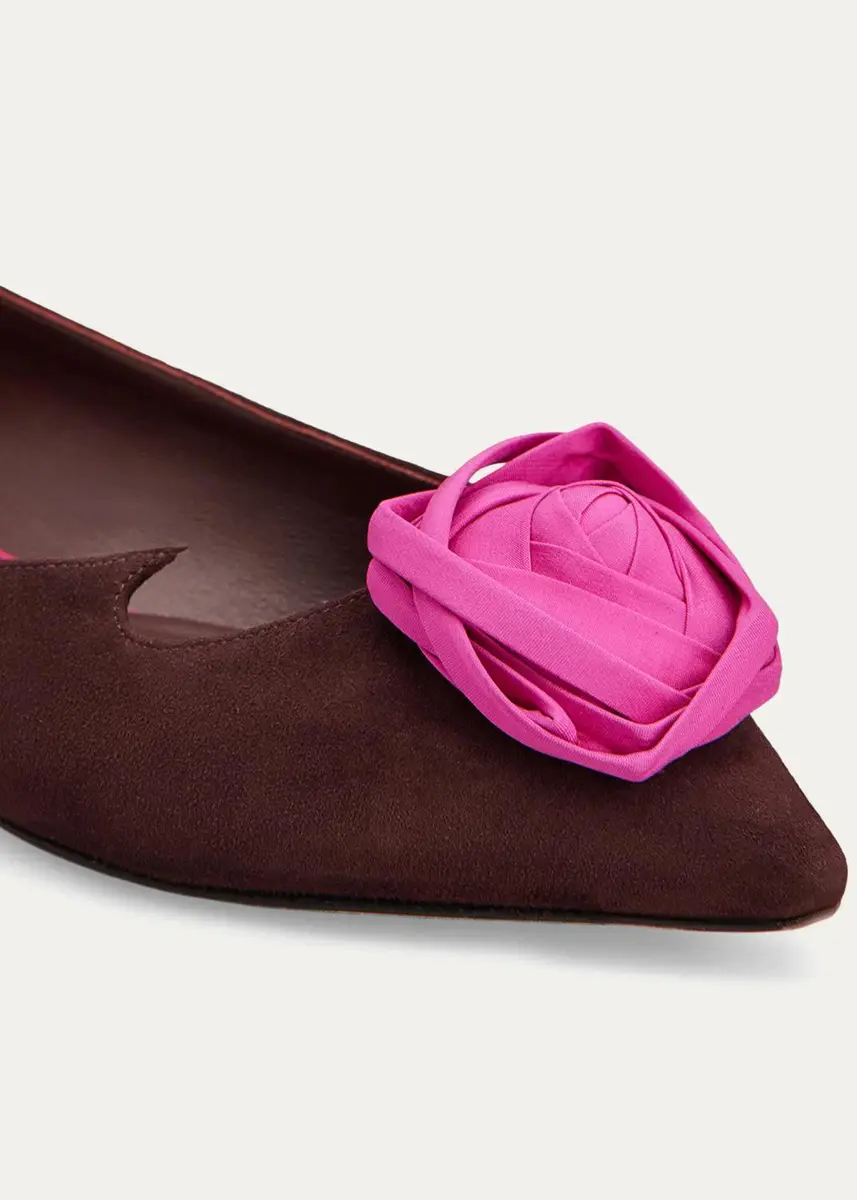 Roger Vivier I Love Vivier Rosette Suede Ballerina Flats | Thumbnail 3