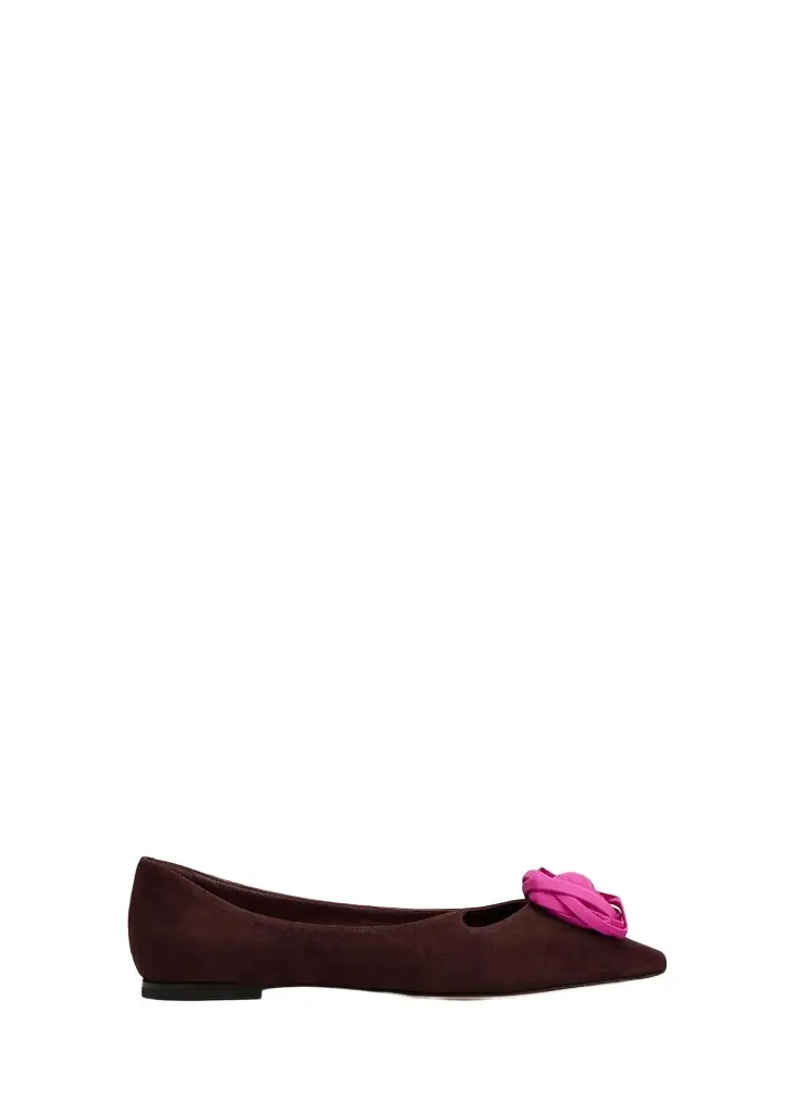 I Love Vivier Rosette Suede Ballerina Flats