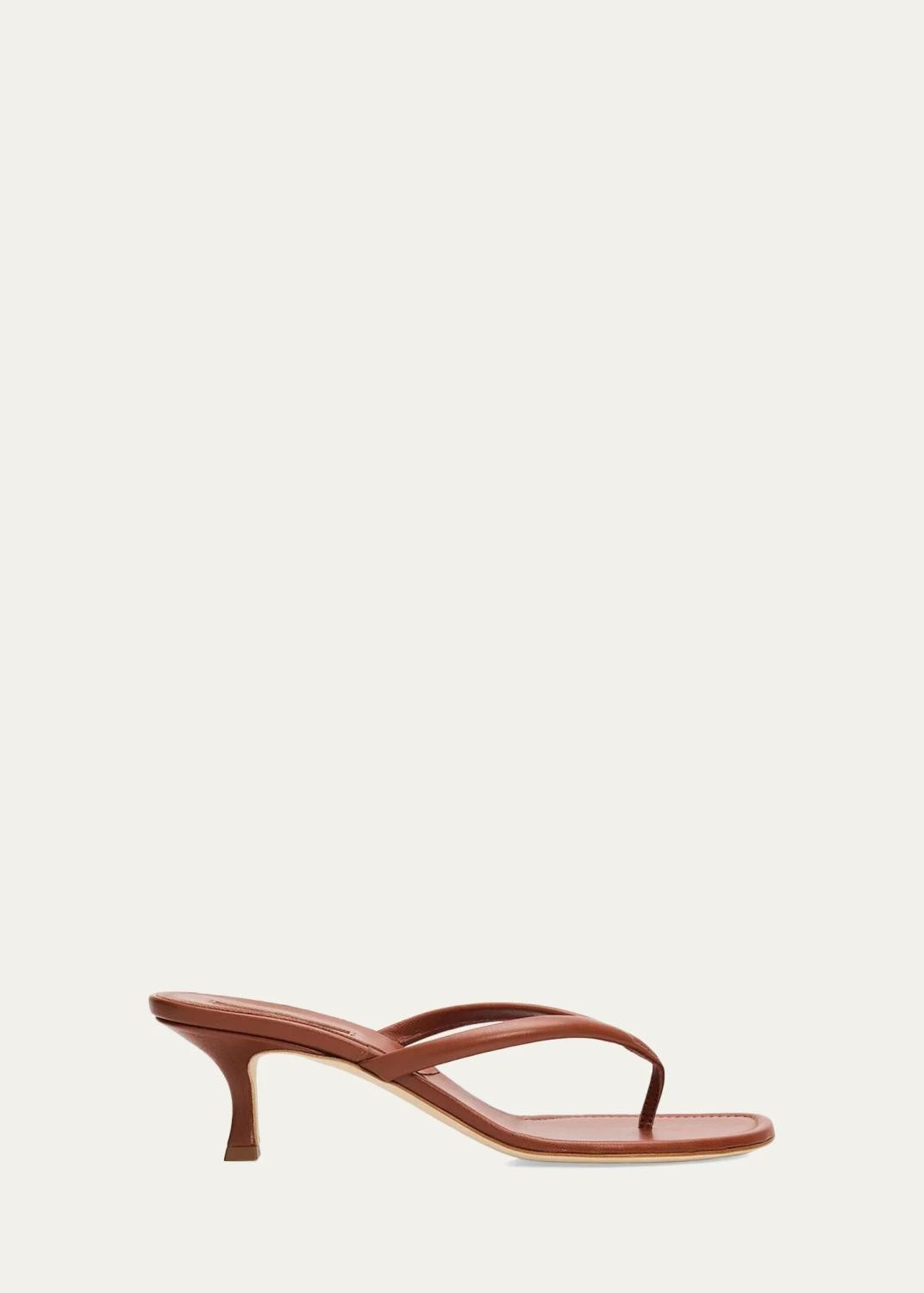 Manolo Blahnik 50mm Paterno Leather Thong Sandals