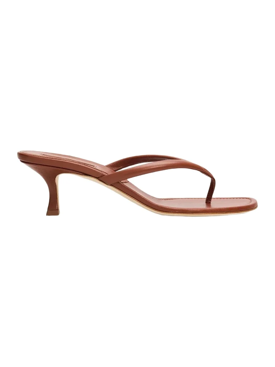 Manolo Blahnik 50mm Paterno Leather Thong Sandals