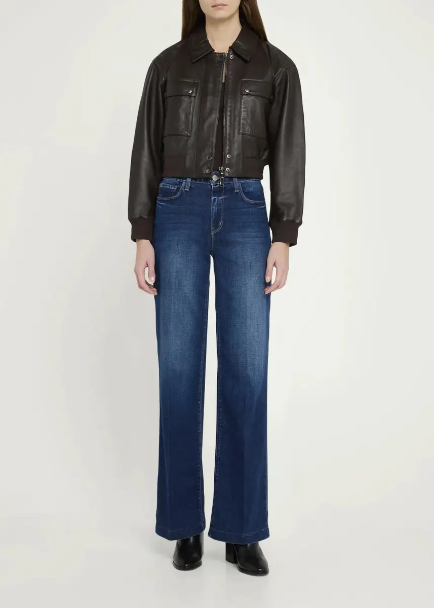 L'Agence Clotilde Leather Bomber Jacket | Thumbnail 2 L'Agence Clotilde Leather Bomber Jacket | Thumbnail 2