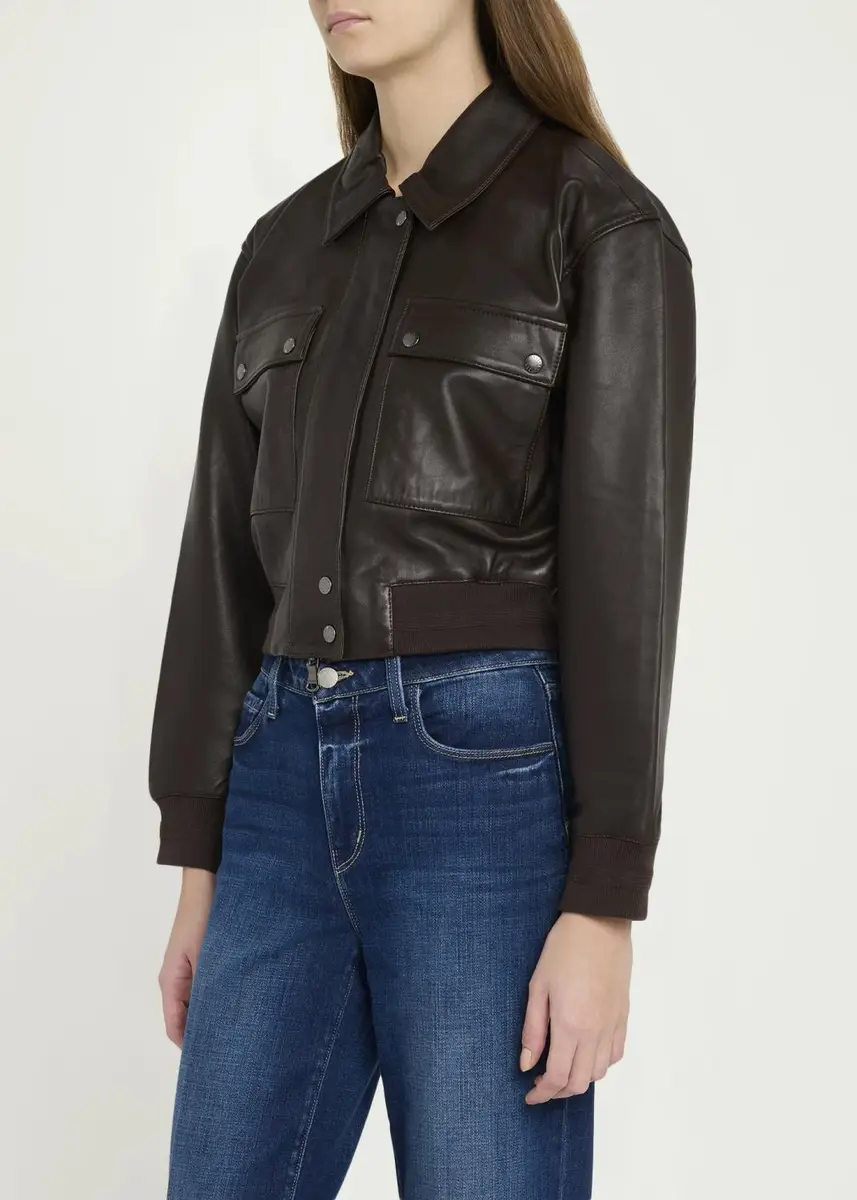 L'Agence Clotilde Leather Bomber Jacket | Thumbnail 4 L'Agence Clotilde Leather Bomber Jacket | Thumbnail 4