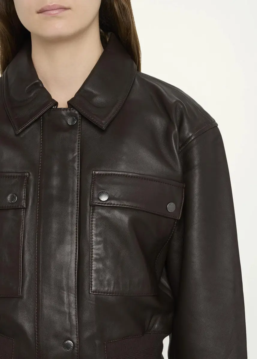 L'Agence Clotilde Leather Bomber Jacket | Thumbnail 5 L'Agence Clotilde Leather Bomber Jacket | Thumbnail 5