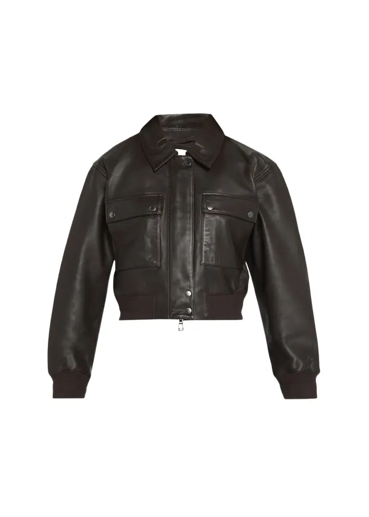 L'Agence Clotilde Leather Bomber Jacket