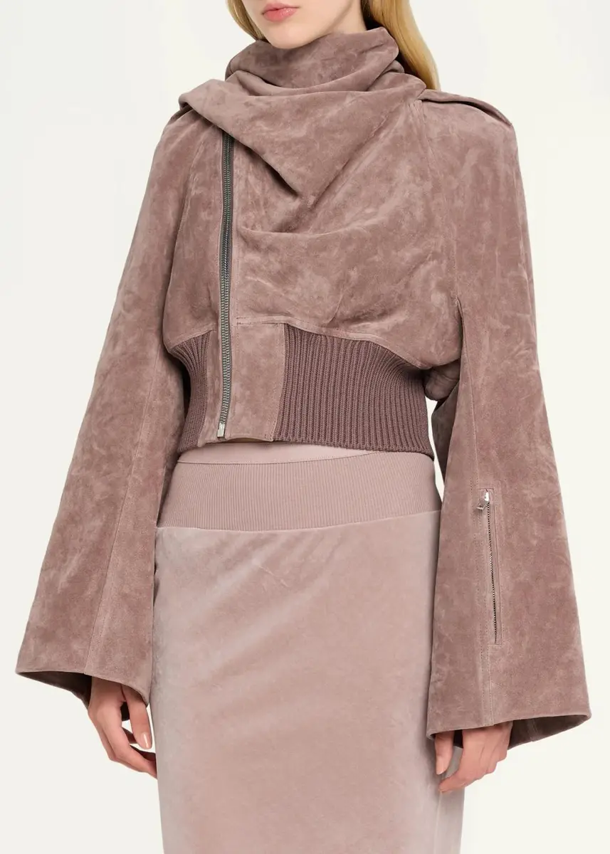 Rick Owens Suede Scarf Cropped Flight Jacket | Thumbnail 4 Rick Owens Suede Scarf Cropped Flight Jacket | Thumbnail 4