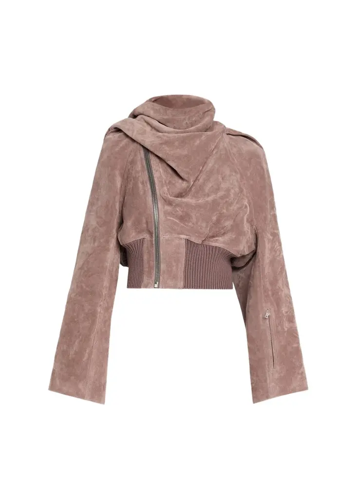 Suede Scarf Cropped Flight Jacket Suede Scarf Cropped Flight Jacket