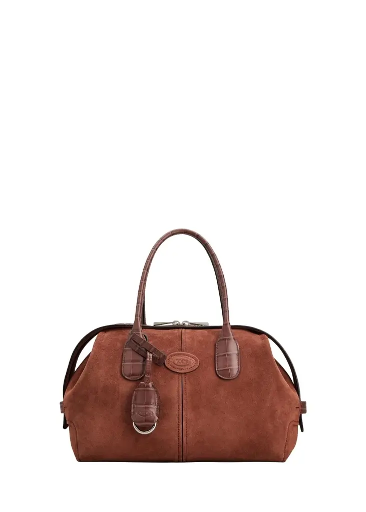 Tod's Leather-Trim Suede Bowling Bag