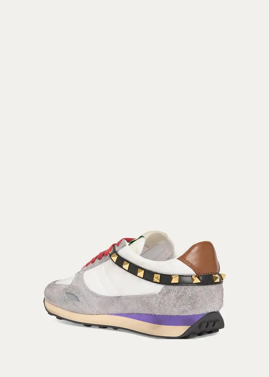 Valentino Garavani Embroidered Rockstud Low-Top Sneakers | Thumbnail 4