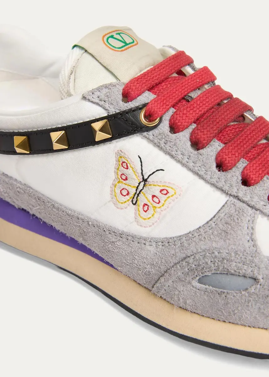 Valentino Garavani Embroidered Rockstud Low-Top Sneakers | Thumbnail 5