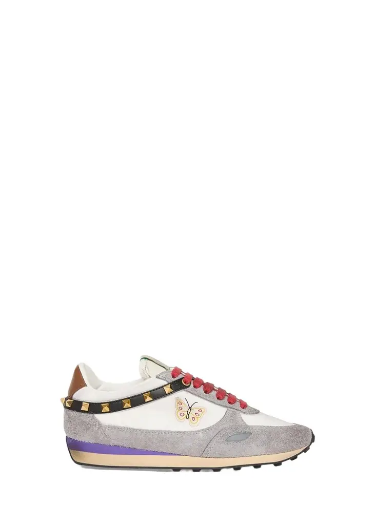 Embroidered Rockstud Low-Top Sneakers Embroidered Rockstud Low-Top Sneakers