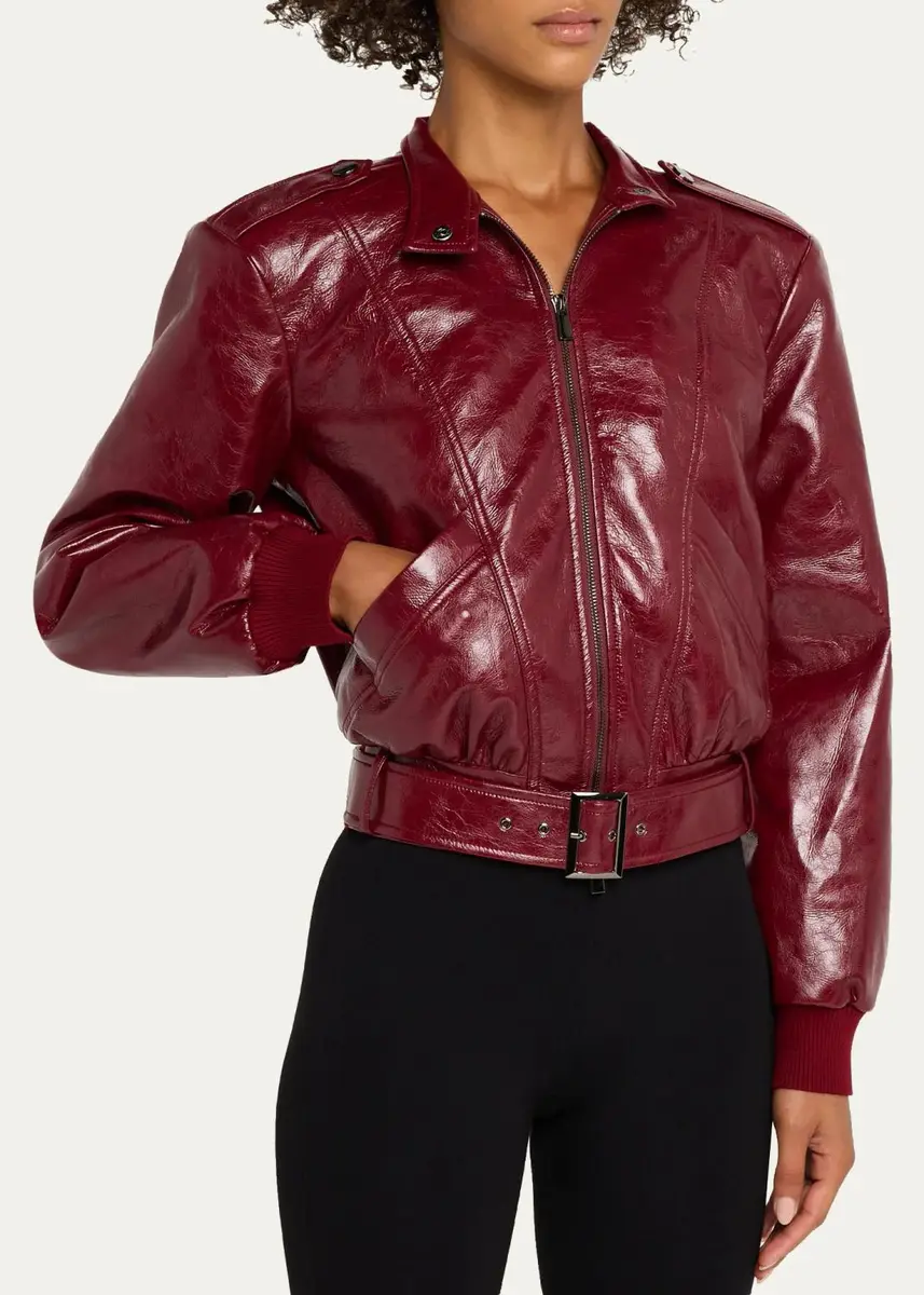 Toccin Keeley Belted Faux Leather Biker Jacket | Thumbnail 4 Toccin Keeley Belted Faux Leather Biker Jacket | Thumbnail 4