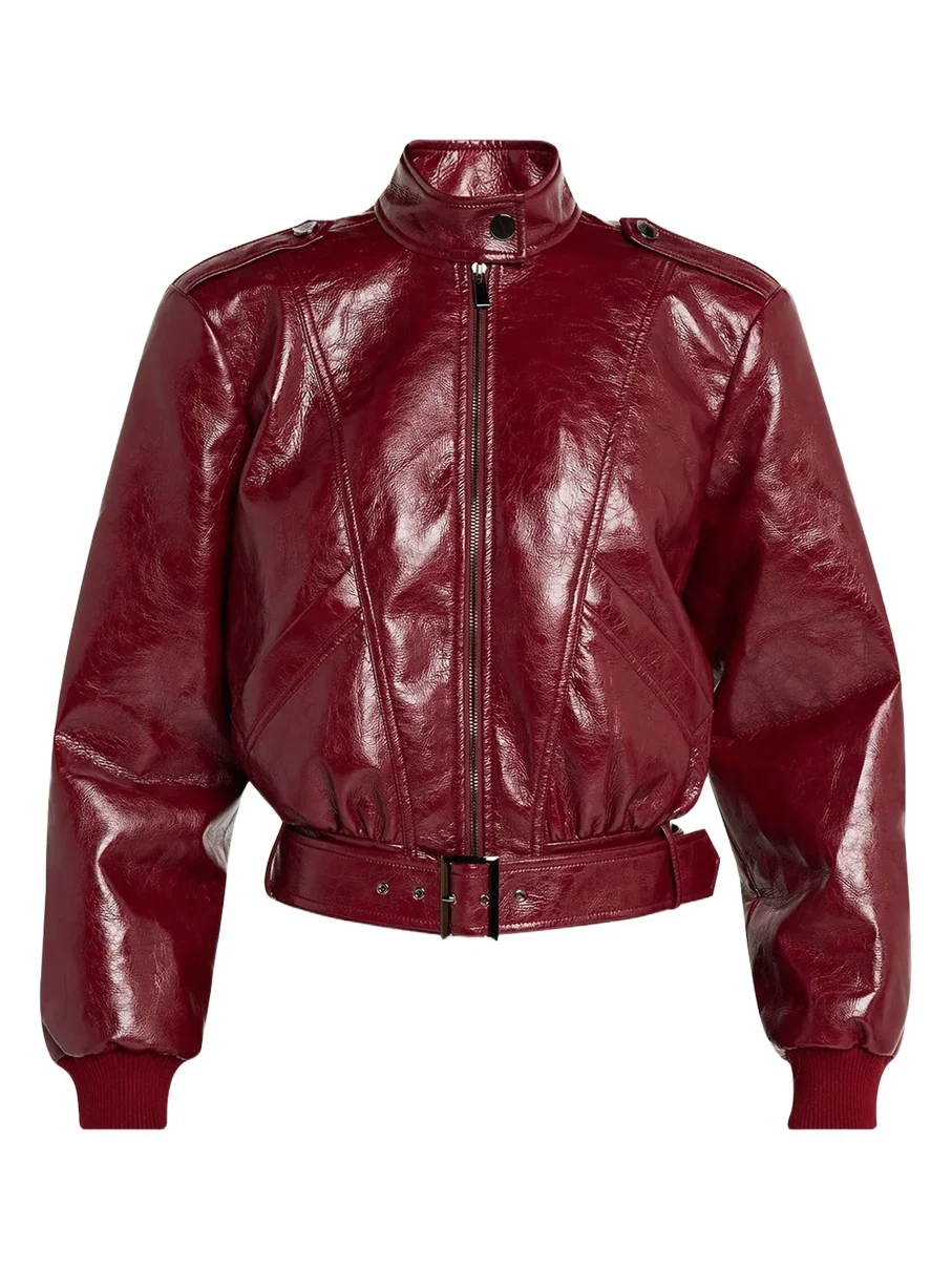 Toccin Keeley Belted Faux Leather Biker Jacket