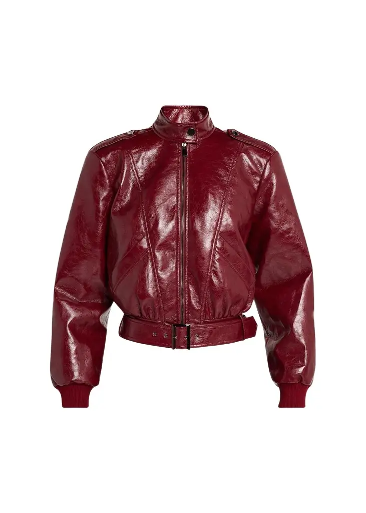 Toccin Keeley Belted Faux Leather Biker Jacket