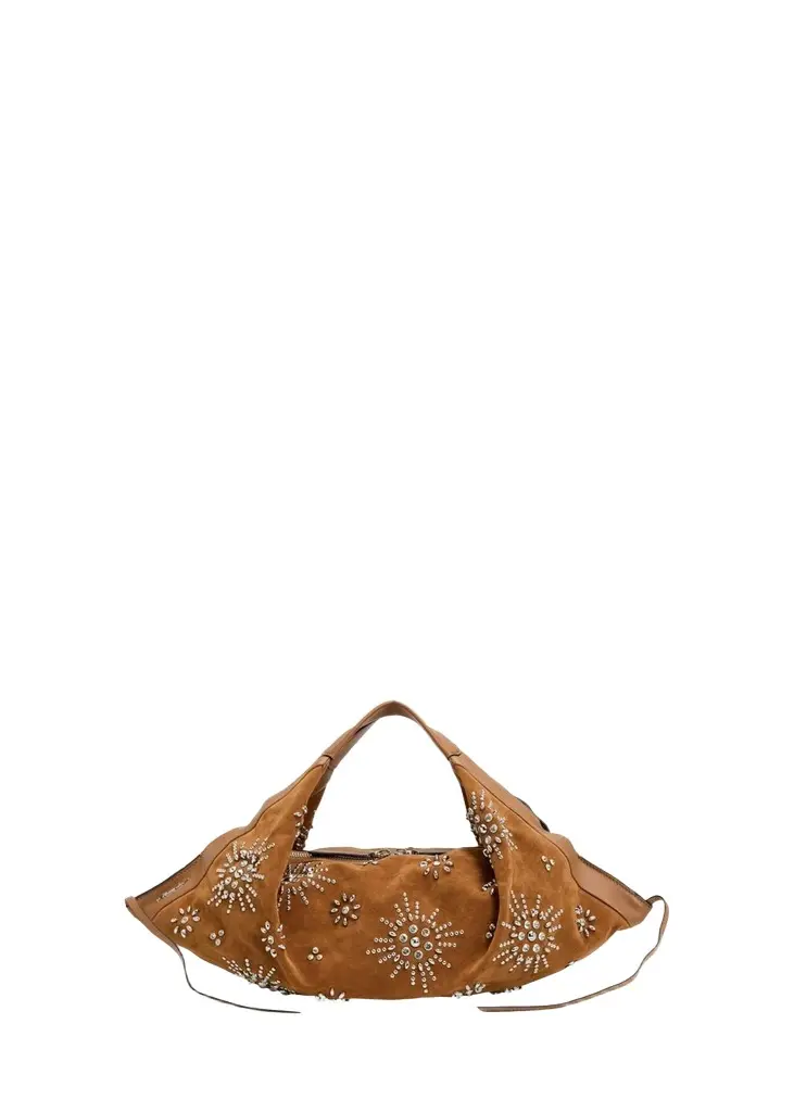 Luna Studded Faux Suede Top-Handle Bag Luna Studded Faux Suede Top-Handle Bag