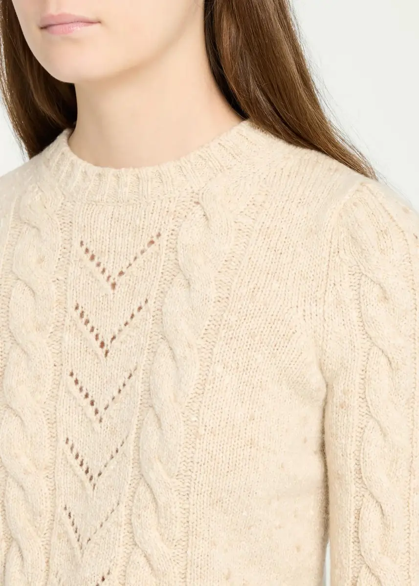 Max Mara Paillette Wool-Cashmere Cable Knit Crewneck Sweater | Thumbnail 5 Max Mara Paillette Wool-Cashmere Cable Knit Crewneck Sweater | Thumbnail 5