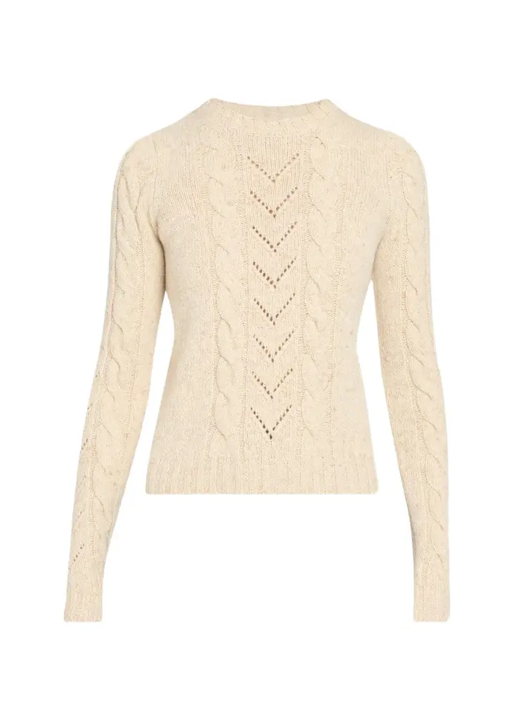 Max Mara Paillette Wool-Cashmere Cable Knit Crewneck Sweater
