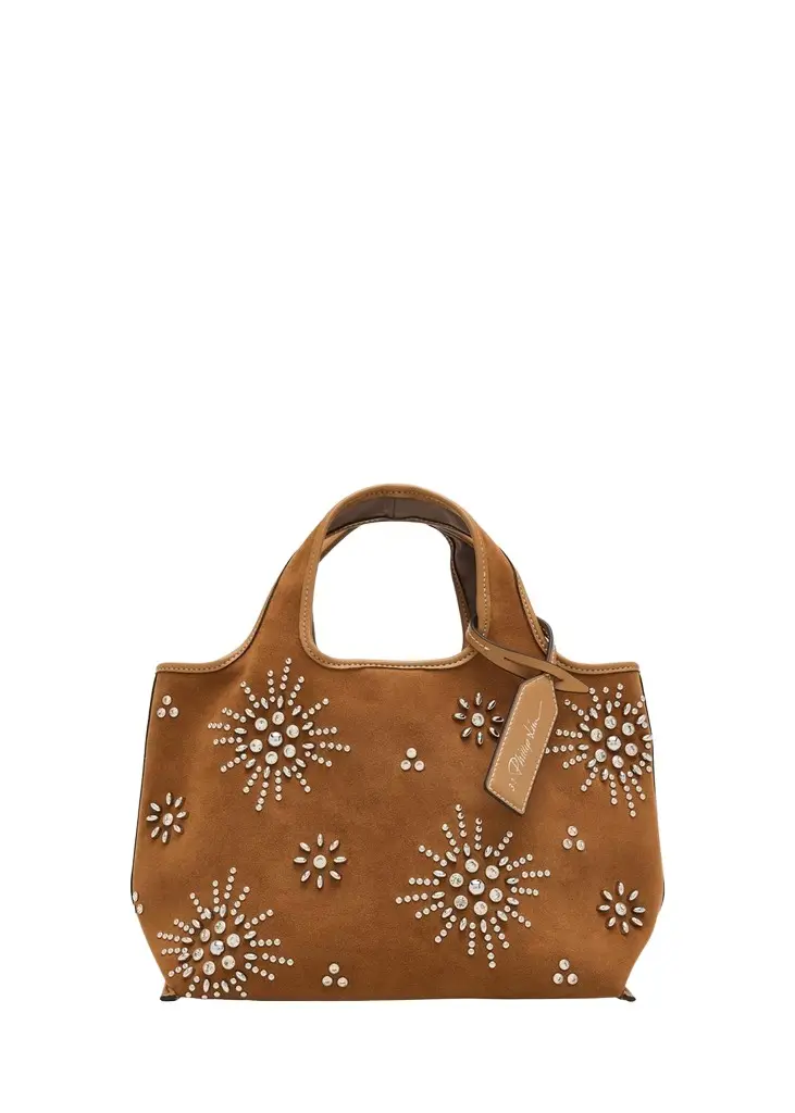 Studded Starburst Faux Suede Market Tote Bag