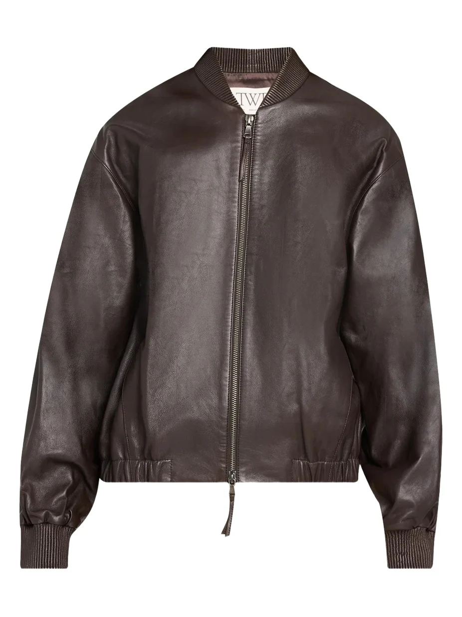 TWP Bubble-Hem Leather Bomber Jacket